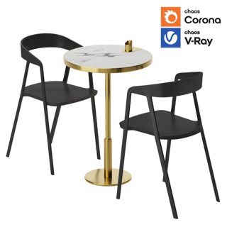 3D модель Cafe table and chair 01 для категории Мебель / Стулья - превью