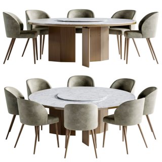 3D модель Set Morgan round table Minotti chair для категории Мебель / Стулья - превью