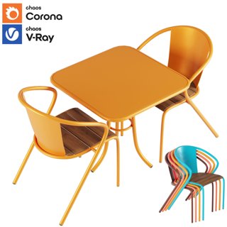 3D модель BICA set four orange chairs and table для категории Мебель / Стулья - превью