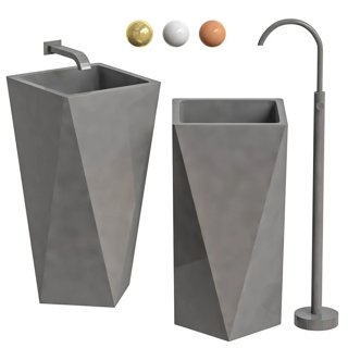 3D модель Contemporary Bathroom Sink With Pop-up Drain Metal для категории Санузел / Умывальники - превью