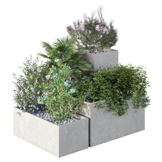 3D модель Hq Tree And Bush Garden Box Outdoor Vol 07 для категории Растения / Уличные растения - превью