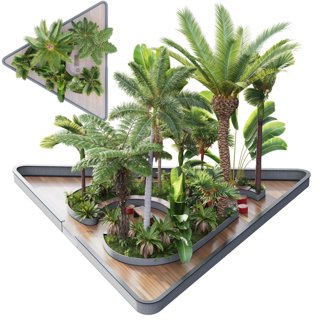 3D модель HQ HOTEL Outdoor Plants Set для категории Растения / Уличные растения - превью