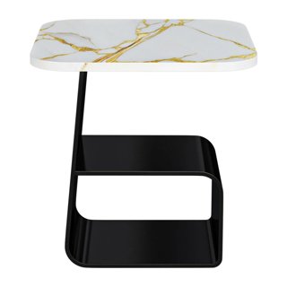 3D модель Modern Square Stone End Table With Black Steel Ped для категории Мебель / Журнальные столики - превью