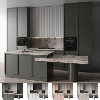 3D модель Kitchen Modern 114 - 4 color для категории Кухня / Кухни - превью