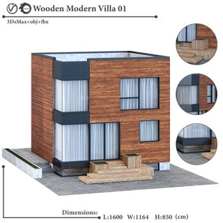 3D модель Wooden Modern Villa 01 для категории Экстерьер / Здание - превью