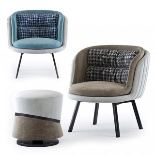 3D модель Anders Accent Chair & Muranti Stool для категории Мебель / Кресла - превью
