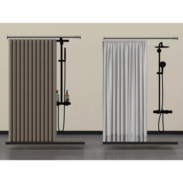 3D модель Modern Bathroom Shower Set with Fabric Curtains and Hardware для категории Санузел / Душевая кабина - превью