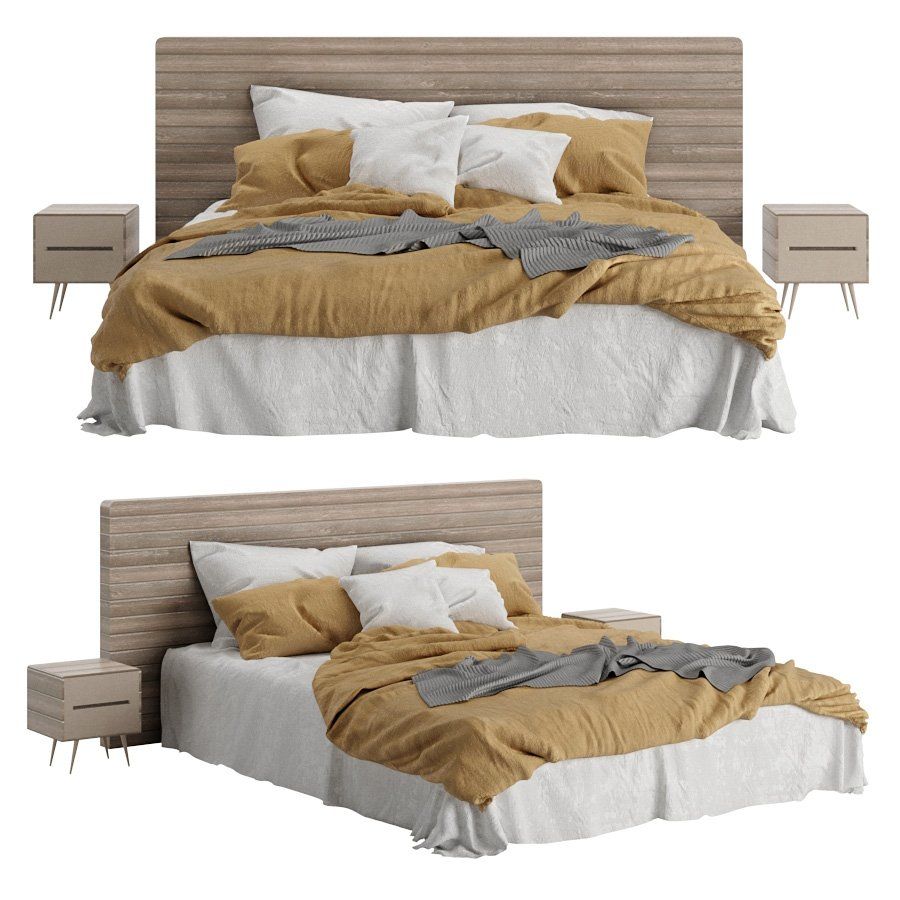 3D модель Wooden Bed 01 для категории Мебель / Кровати - превью