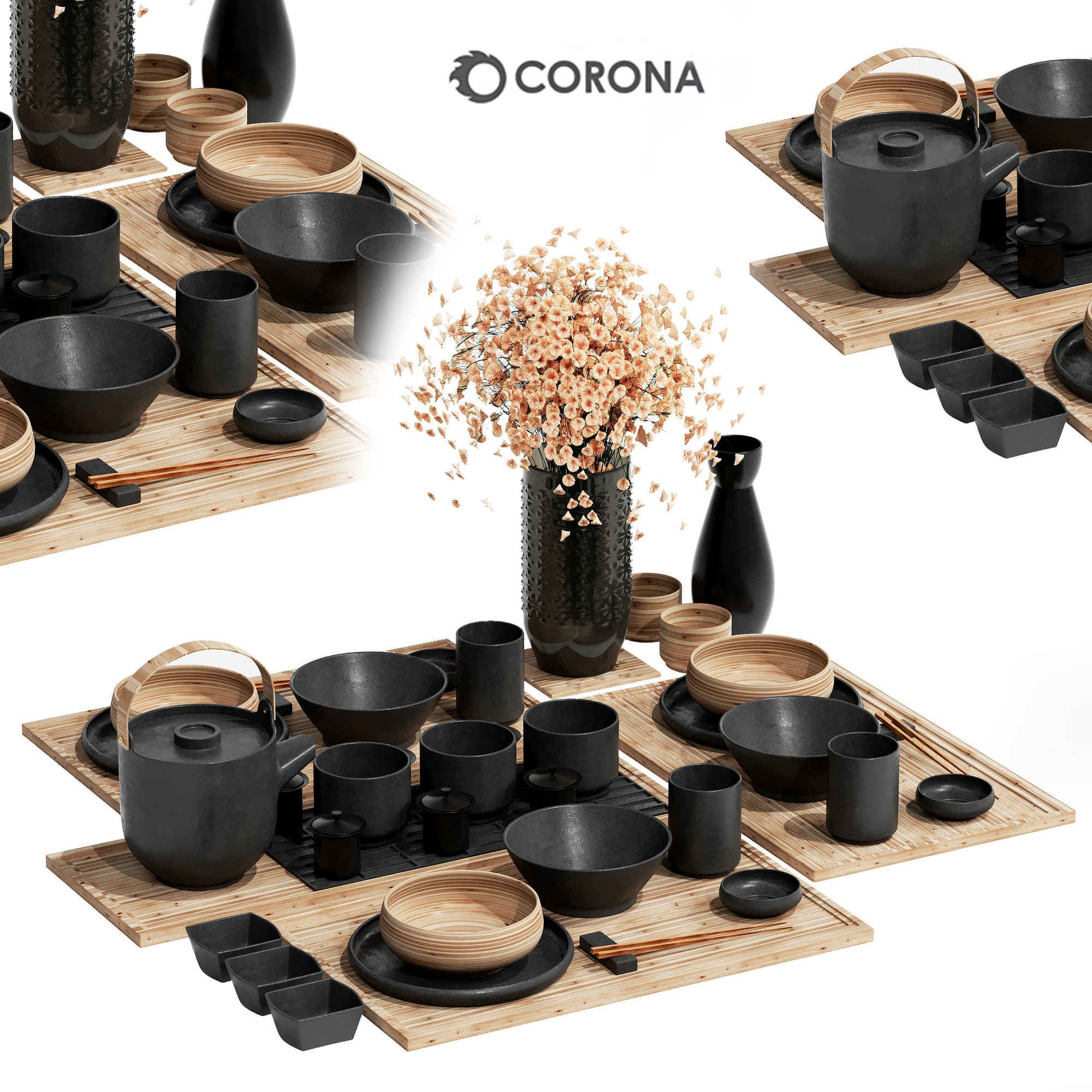 3D модель Japanes tableware set для категории Кухня / Посуда - превью