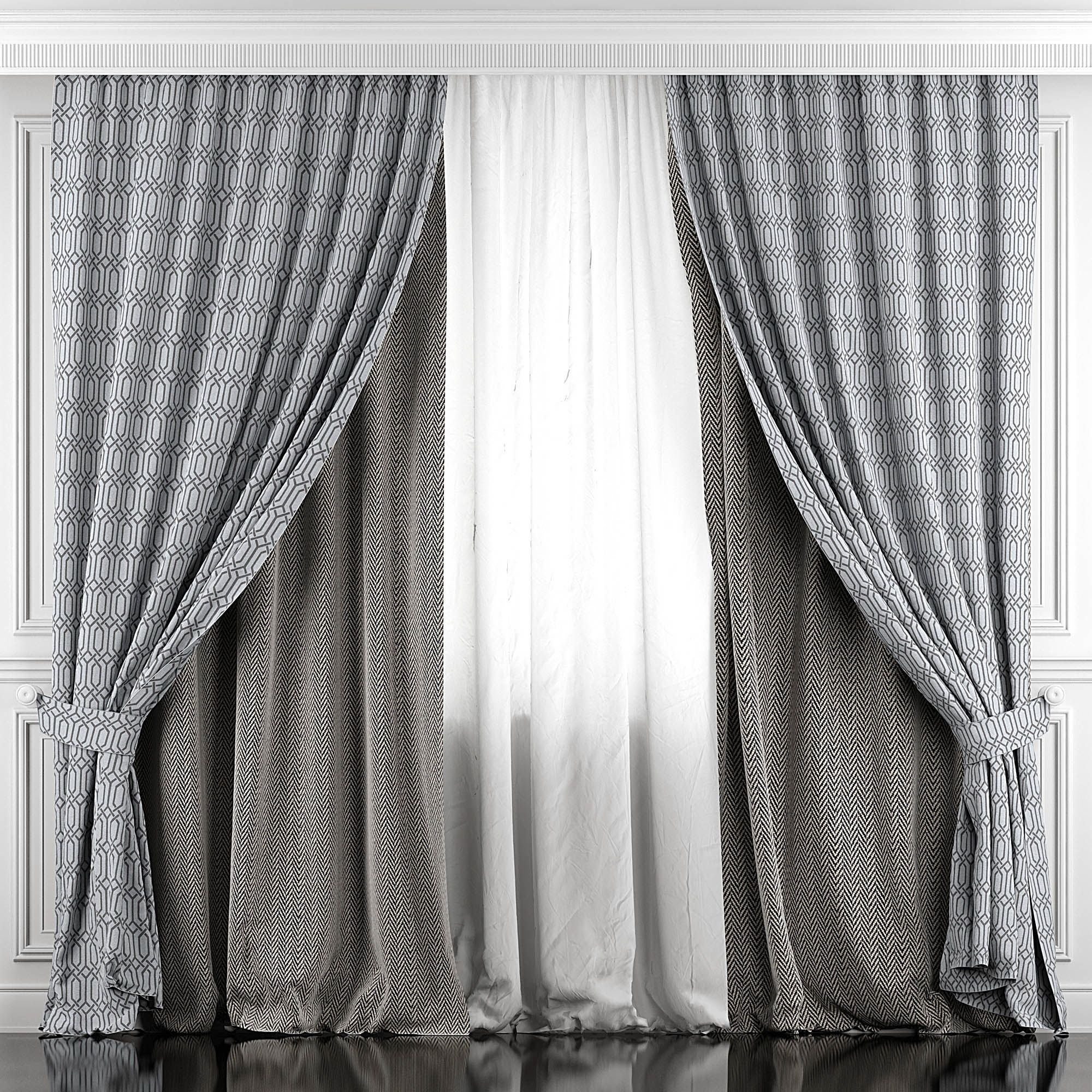 3D модель Curtain Set 376 для категории Другие модели / Шторы - превью
