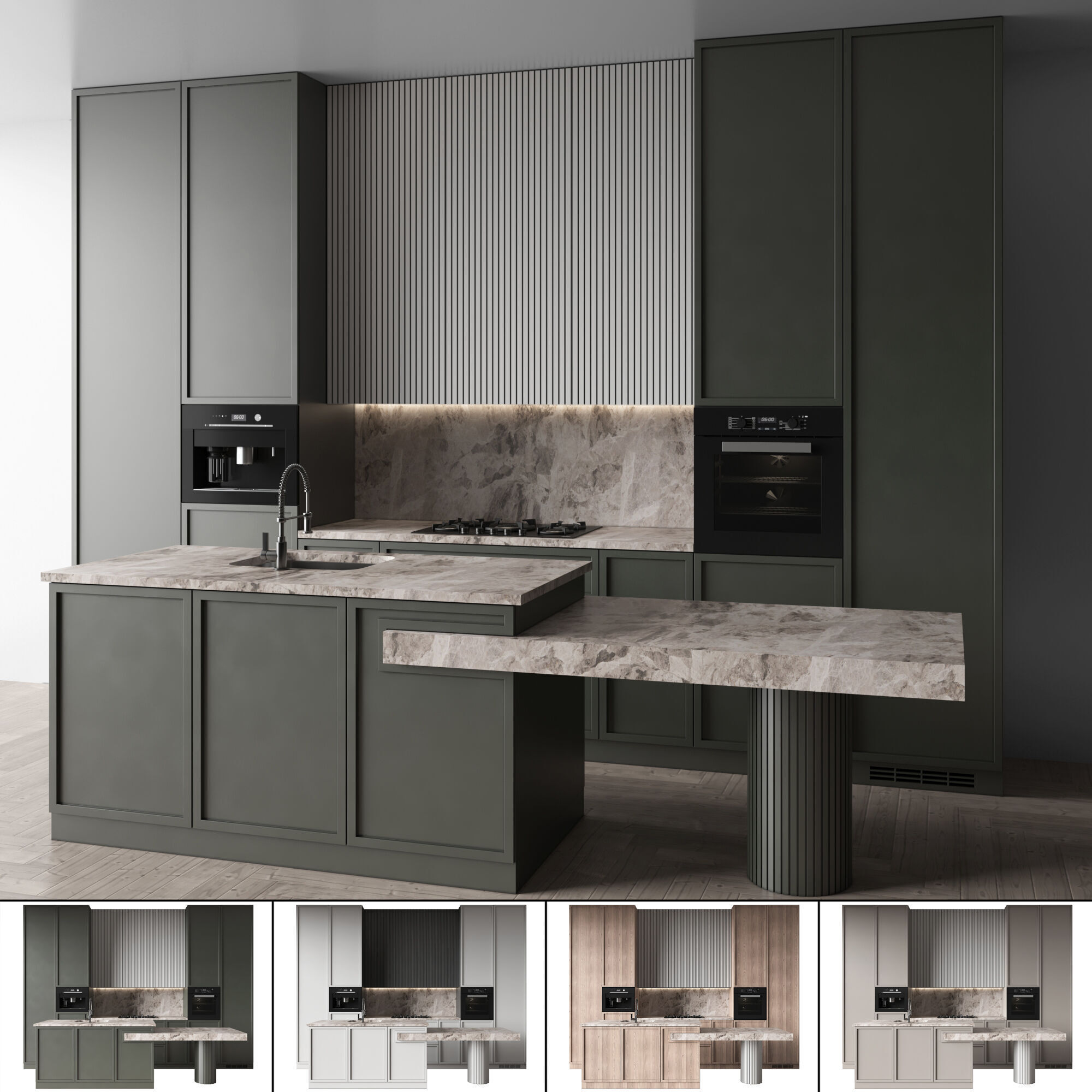 3D модель Kitchen Modern 114 - 4 color для категории Кухня / Кухни - превью