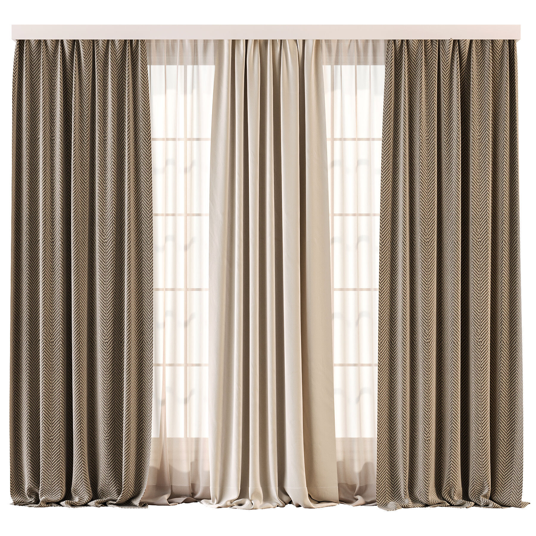 3D модель Herringbone and Sheer Curtain для категории Другие модели / Шторы - превью