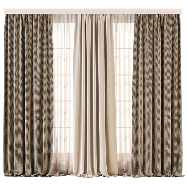3D модель Herringbone and Sheer Curtain для категории Другие модели / Шторы - превью
