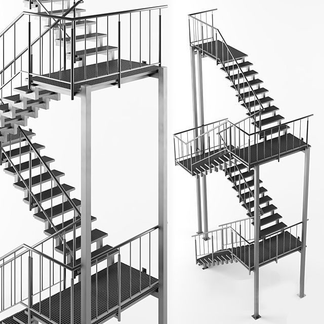 3D модель Metal Outdoor Stair для категории Другие модели / Лестницы - превью