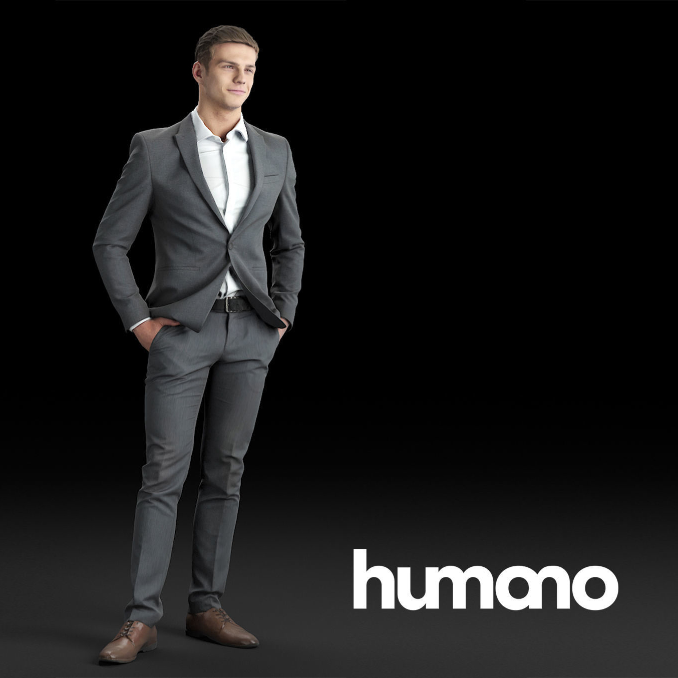 3D модель Humano Elegant business man standing and smiling 0101 для категории Другие модели / Живые существа - превью
