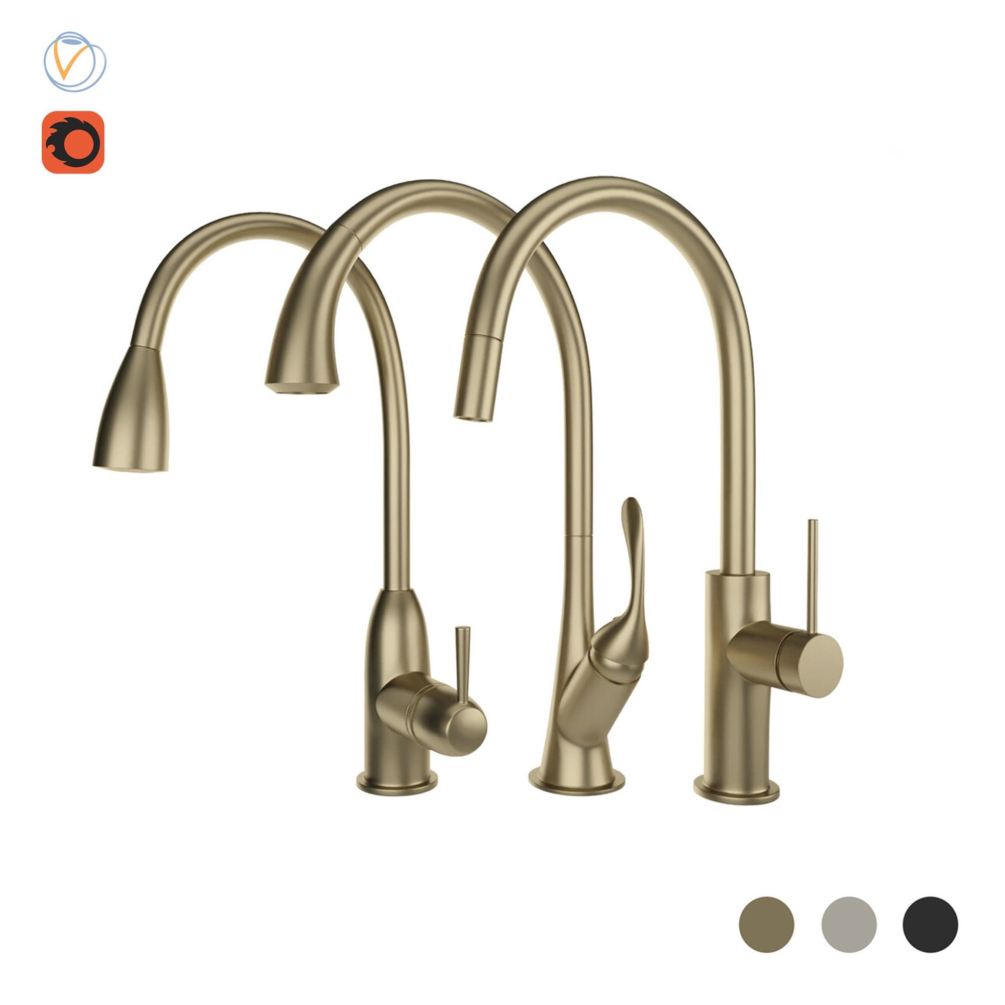 3D модель Kitchen faucet set 02 для категории Кухня / Смеситель - превью